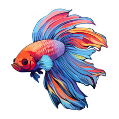 Fototapeta premium Siamese fighting fish sticker Illustrations, Betta Fish