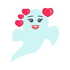 Ghosts emogi. Happy Halloween. Background with ghosts for social networks. Vector illustration