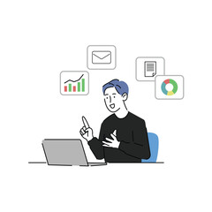 flat illustration of businessman, isolated on white background.