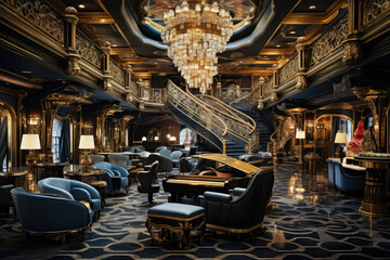 Fototapeta premium Extravagant Casino Interior Filled With Opulent Decorations