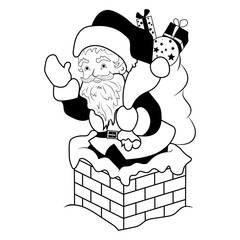 anta Claus in action, Hand Drawn Vector Illustration

