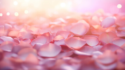 Photo with pink rose petals with and dreamy defocus background