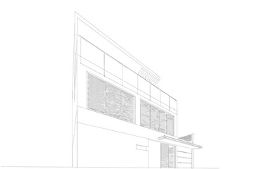 house building sketch architecture 3d illustration