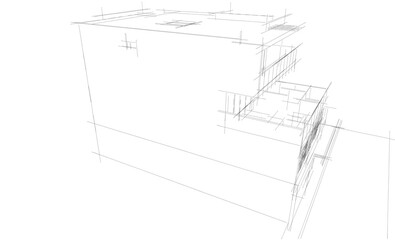 house building sketch architecture 3d illustration