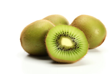 Fototapeta premium Green Kiwifruit Closeup On White Background