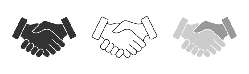 Handshake partnership line icon. Business hand shake deal pictogram. Finance meeting cooperation team agreement  symbol. Easy editable stroke line art. Isolated vector stock illustration.