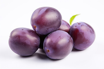 Obraz premium Purple Plums Closeup On White Background