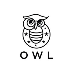Flying owl logo design vector template