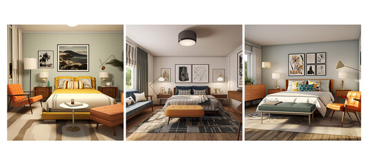 clean mid century modern guest room interior design