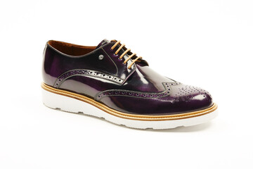 Casual, sports, leather mens shoes on an isolated background. Italian mens shoes.