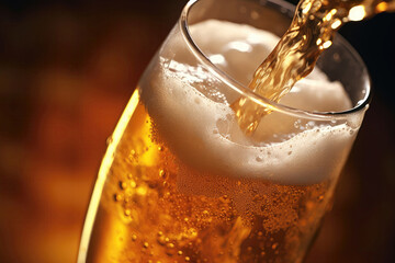 Closeup Of Beer Being Poured Into Glass