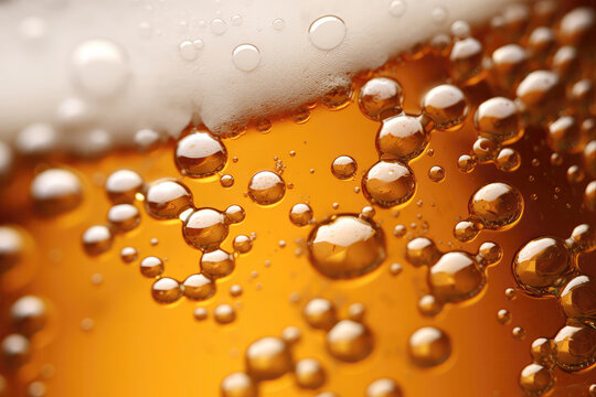 Closeup Of Beer Bubbles In Glass