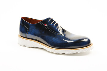 Casual, sports, leather mens shoes on an isolated background. Italian mens shoes.