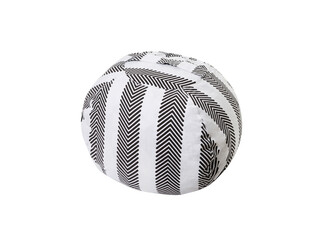 Grey soft ball pillow for kids in the kindergarten preschool classroom. Big soccer sofa ball toy for decorated in children's bedroom. Floor cushions, Pillow. Background isolated. Mock up, template