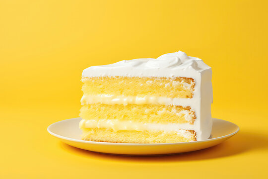 White Cake On Yellow Background