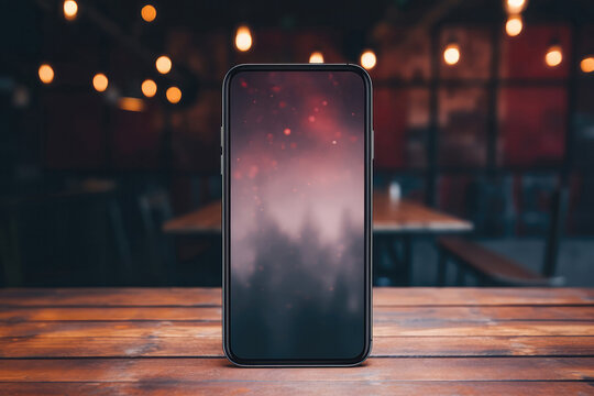 Smartphone Screen Mockup With Customizable Wallpaper