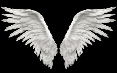 white angel wing Isolated on black background