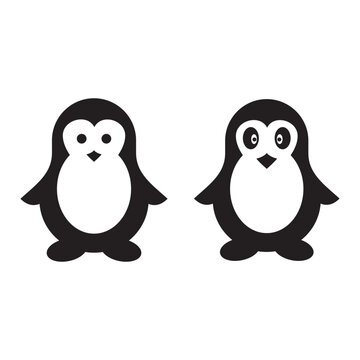 Penguin set icon vector logo symbol