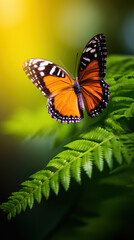 Fototapeta na wymiar Close up beautiful butterfly on leaf.