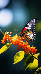 Fototapeta premium Close up beautiful butterfly on yellow flower