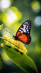 Fototapeta na wymiar Close up beautiful butterfly on yellow flower