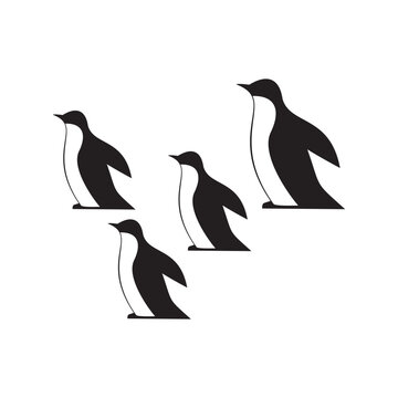 penguin set icon on a white background