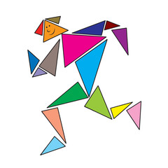 Colorful origami paper doodle. tan gram Vector illustration design.