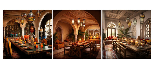 Fototapeta premium vibrant moroccan dining room interior design