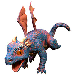 3D Rendering Fairy Tale Dragon on White