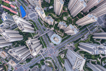 Aviation photography of the urban architectural skyline in Changsha, China