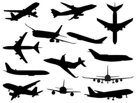 Set of Airplane silhouette vector art