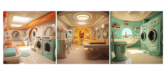 decor retro futurism laundry room interior design