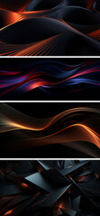 Black abstract background. Layered texture of dark colors 3D layers.