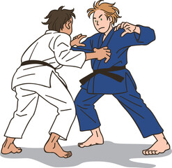 Judo athletes having a match