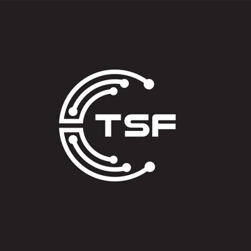 TSF letter technology logo design on black background. TSF creative initials letter IT logo concept. TSF setting shape design

