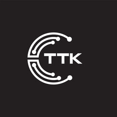 TTK letter technology logo design on black background. TTK creative initials letter IT logo concept. TTK setting shape design
