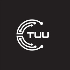 TUU letter technology logo design on black background. TUU creative initials letter IT logo concept. TUU setting shape design
