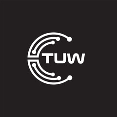 TUW letter technology logo design on black background. TUW creative initials letter IT logo concept. TUW setting shape design

