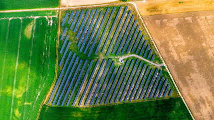 Solar power station captured with a DJI drone, harnessing renewable energy from the sun