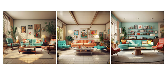 frame retro vintage living room interior design