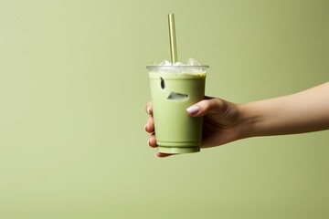 Serene Sip: A Minimalistic Captivation of Cold Matcha Latte