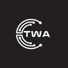 TWA letter technology logo design on black background. TWA creative initials letter IT logo concept. TWA setting shape design
