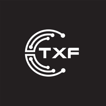 TXF letter technology logo design on black background. TXF creative initials letter IT logo concept. TXF setting shape design
