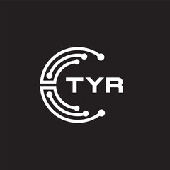 TYR letter technology logo design on black background. TYR creative initials letter IT logo concept. TYR setting shape design
