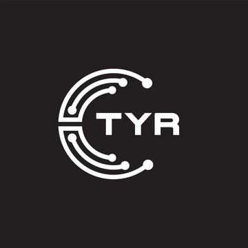 TYR letter technology logo design on black background. TYR creative initials letter IT logo concept. TYR setting shape design
