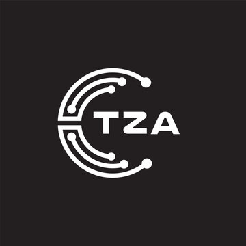 TZA letter technology logo design on black background. TZA creative initials letter IT logo concept. TZA setting shape design
