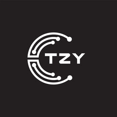 TZY letter technology logo design on black background. TZY creative initials letter IT logo concept. TZY setting shape design
