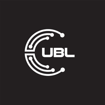 UBL letter technology logo design on black background. UBL creative initials letter IT logo concept. UBL setting shape design
