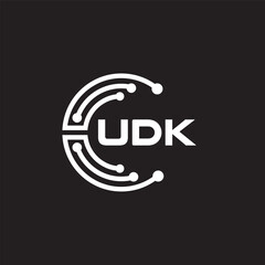 UDK letter technology logo design on black background. UDK creative initials letter IT logo concept. UDK setting shape design
