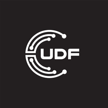 UDF letter technology logo design on black background. UDF creative initials letter IT logo concept. UDF setting shape design
